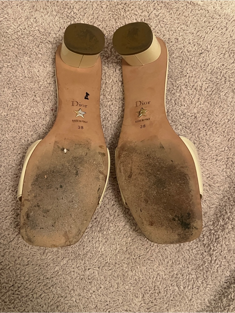 Dior Cream Leather Slide Mules with Gold CD Emblems - Picture 9 of 9